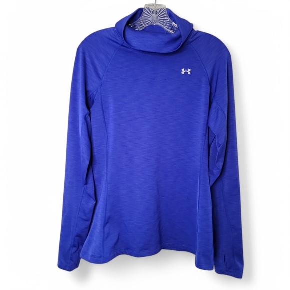 Under Armour Womens Purple Cold Gear Base Layer Mock Neck‎ Shirt Large Stretch - Picture 1 of 6